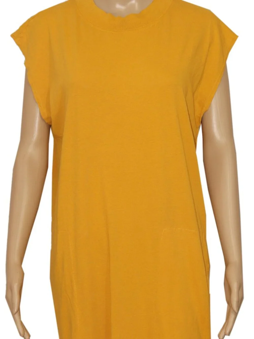 Free People All Day Long Midi T-Shirt Dress Mustard Cap Sleeve Pullover New XS